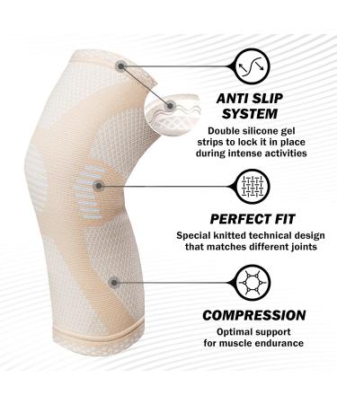 POWERLIX Leg Sleeve | Best Knee Brace for Pain Relief | Support for Running Basketball Volleyball & Weightlifting | Beige X-Large - Buy Online on GoSupps.com