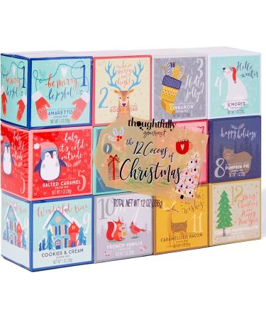 Thoughtfully Gourmet 12 Days of Christmas Hot Chocolate Gift Set - Festive Flavors Include Rocky Road, Cookies and Cream, Pumpkin Pie - Set of 12 - Buy Online on GoSupps.com