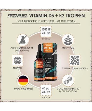 Buy Vegan Vitamin D3 + K2 Drops - 2000 IU & 40 MCG MK7 - High Bioavailability - Lab Tested - 2x30ml | International Shipping - Buy Online on GoSupps.com