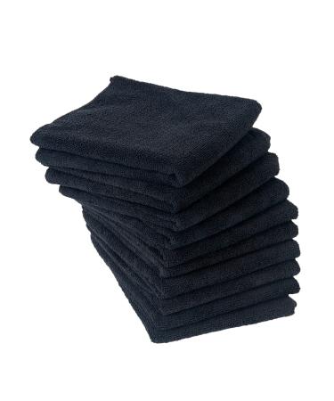 Eurow Microfiber Salon Towel, 16 by 29 Inches, Black, Pack of 10