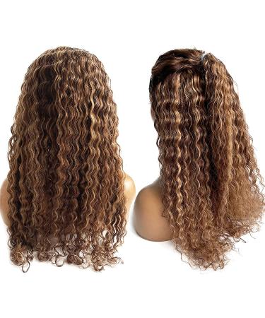 Curly Headband Wig 16 Colored 4/27 Balayage Honey Blonde Highlights Half Wig for Black Women - Real Remy Hair Deep Wave - No Lace Front - Buy Online on GoSupps.com