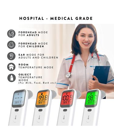Zoe+Ruth Medical Grade Non-Contact Forehead & Ear Thermometer - Fast, Accurate Digital Infrared Temperature for Baby, Kids & Adults with 5-in-1 Smart Modes & Storage Case - Buy Online on GoSupps.com