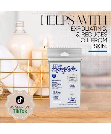 T.Taio Esponjabon Soap Sponge 2-Pack | Mother of Pearl & Oatmeal | Shower Scrubber & Bath Wash | Massage & Lather | Bathroom Accessories - Buy Online on GoSupps.com