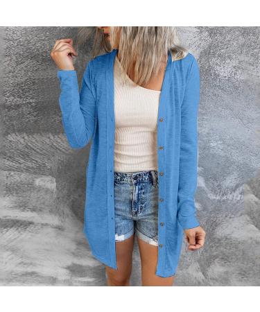Long Shirt Outerwear Top Thin Warm Knitted Coat Women's Blouse V-Neck Shirt Tunic Long Women's Tunic Women's Shirt Casual Checked Shirt Women's Winter Chunky Knit Jacket G-sky Blue XXL - Buy Online on GoSupps.com