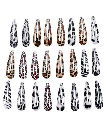 Beaupretty hair clip pack 24Pcs snap hair clips leopard animal print no slip metal geometric snap hair clip bb hairpins side clip hair accessories for women girl hair styling
