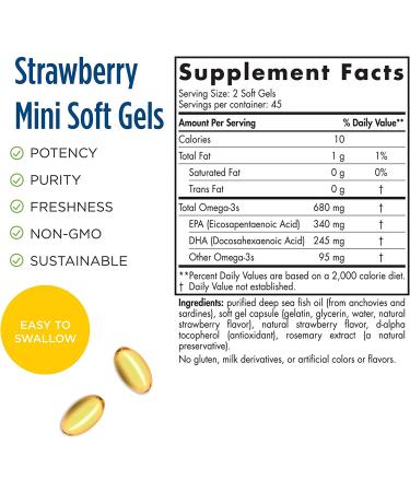 Nordic Naturals ProOmega Junior Strawberry 500 mg - 90 Soft Gels | Omega-3 for Kids - Buy Online on GoSupps.com