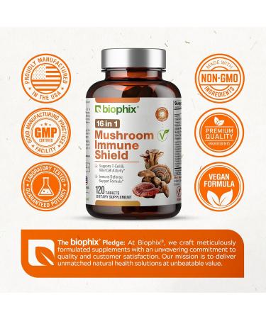 biophix 16 in 1 Advanced Mushroom Shield with Vitamin C 120 Tablets - Buy Online on GoSupps.com