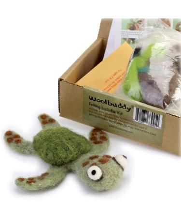 Woolbuddy Sea Animal Needle Felting Kit  Felt Animal Kit  Handmade  Felting Wool with 2 Felting Needles and Instruction (Sea Turtle)