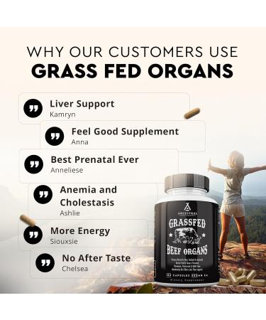 Ancestral Supplements Beef Liver & Beef Organs Bundle Supports Energy Immunity & Whole Body Wellness Grass Fed Pasture Raised Multivitamin with Liver Heart Kidney Pancreas & Spleen Non-GMO - Buy Online on GoSupps.com