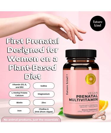 Future Kind Vegan Prenatal Vitamin (60ct) with DHA & Folate | Glass Bottle Citrus Scented Supplement for Women - Gluten-Free Non-GMO - Buy Online on GoSupps.com