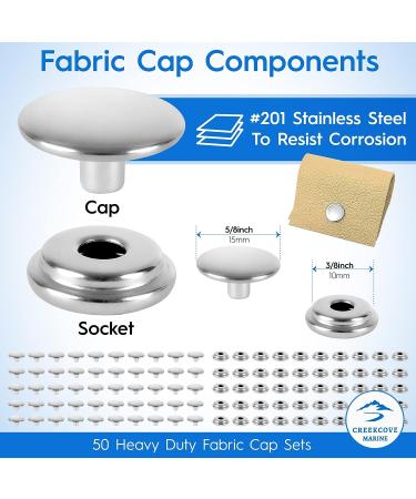 Marine Grade Stainless Steel Snap Button Kit - 228 Piece Set for DIY Canvas, Leather, and Upholstery Repair | Snap Tools and Fabric Base Components Included - Buy Online on GoSupps.com