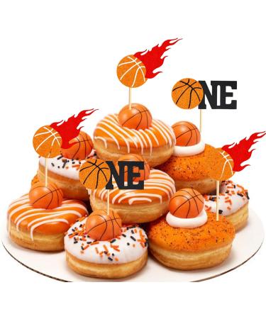 Arthsdite 24Pcs Basketball One Cupcake Toppers Basketball Themed First Birthday Cake Topper Decorations for Sport Theme Boys First Birthday Party Sports Event Party Supplies - Buy Online on GoSupps.com