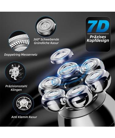 5-in-1 Electric Shaver for Men - Professional Bald Head Shaver with 7 Rotating Heads Waterproof & Wireless Rechargeable Care Kit - Buy Online on GoSupps.com
