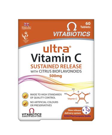 Vitabiotics Ultra Vitamin C Tablets (Ascorbic Acid) Sustained Release with Bioflavonoids - 60 Tablets 60 Count (Pack of 1)
