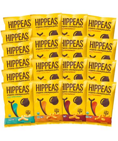 Hippeas Organic Chickpea Puffs Variety Pack | 1 Ounce, 18 Count | Vegan, Gluten-Free, Crunchy, Protein Snacks Classic Variety Pack 1 Ounce (Pack of 18)