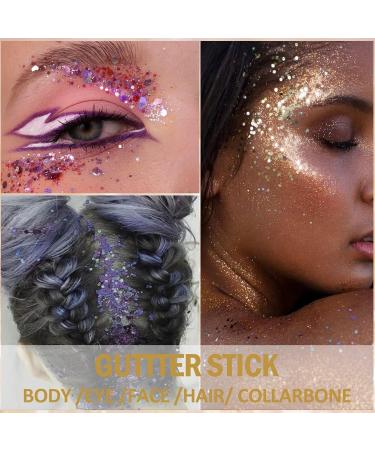  Prreal Body Glitter Mermaid Sequins Glitters for Body Face Sparkling Glitter Stick Chunky Holographic Gliter for Hair Lips Nails Makeup Festival Rave Accessories Stage Christmas Makeup 01 Gold - Buy Online on GoSupps.com