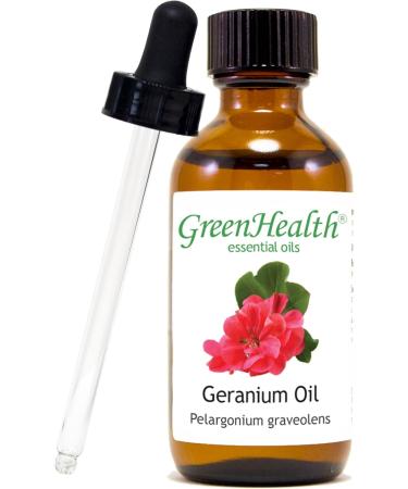 Geranium Essential Oil 2 fl oz (59 ml) Glass Bottle w/Glass Dropper 100% Pure GreenHealth - Buy Online on GoSupps.com
