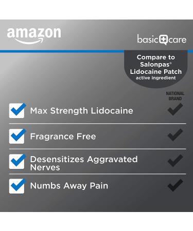 Amazon Basic Care Lidocaine Patch 4% XL - 3 Count | Topical Anesthetic Pain Relief Patch for Joint, Back, Neck, Shoulder & Knee Pain - Buy Online on GoSupps.com