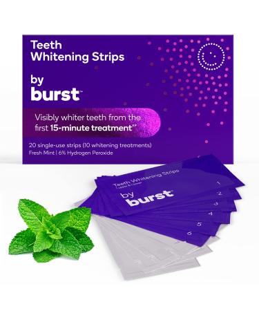 BURST Teeth Whitening Strip Kit - Sensitive Teeth Friendly - 10 Treatments with No-Slip Grip - White Strips Whiten with Visible Results in Just 15 Minutes - Mint + Coconut Whitening Strips