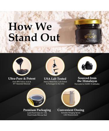 Ancient Aid 100% Pure Organic Himalayan Shilajit Resin | 90%+ Fulvic Acid & 87+ Trace Minerals | Max Potency for Men & Women | Supports Energy Focus Memory & Immunity | 60 Servings | USA Lab Tested - Buy Online on GoSupps.com