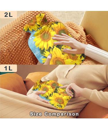 Naanle Sunflower Wooden Heat Bottle - 1L Hot Water Bottle for Pain Relief & Therapy | Warm & Cold Use for Bed Hands & Feet - Buy Online on GoSupps.com