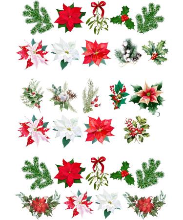 28 Christmas Xmas Flowers Plants Poinsettia Themed Edible Wafer paper Cake Toppers Decorations - Buy Online on GoSupps.com