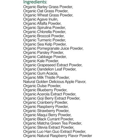 BIOACTIVE NUTRIENTS: Berry Good Greens - Superfood Powder - 30 Servings - 100% USDA Organic Non-GMO Vegan Supplement Helps Boost Energy Detox Healthy Metabolism Whole Food Nutrition - Buy Online on GoSupps.com