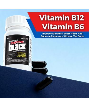 Caffeine Pills with L-Theanine - Peptime Black Energy Supplements for Maximum Performance - 350mg Caffeine & 200mg L-Theanine Energy Pills - Zero Sugar Zero Calories Zero Crash - Buy Online on GoSupps.com