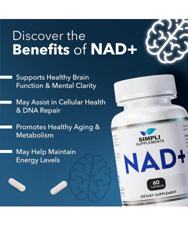 NAD Supplement for Anti-Aging and Cell Regeneration | NAD Booster 500mg Per Serving | NMN Supplement Alternative | Similar to Nicotinamide Riboside | 60 Capsules (30 Day Supply) 1 - Buy Online on GoSupps.com
