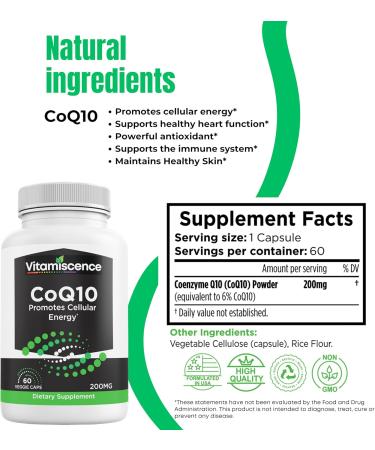 Buy CoQ10 200mg - 60 Capsules | Boost Cellular Energy & Antioxidant | Men & Women Supplements - Worldwide Shipping - Buy Online on GoSupps.com