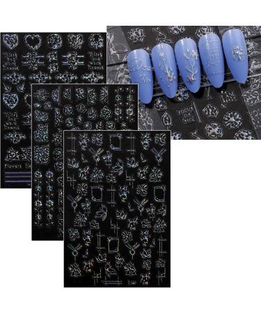 JMEOWIO 12 Sheets Aurora Geometric Nail Art Stickers Decals Self-Adhesive Colorful Nail Supplies Nail Art Design Decoration Accessories - Buy Online on GoSupps.com