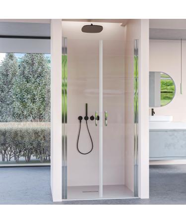 Shower door with two salon doors in transparent glass H195 6 mm DOBLA - 80