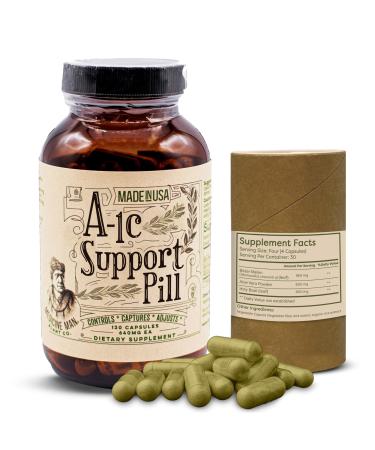 A-1C Support 120 Capsules - Natural and Organic with Bitter Melon Holy Basil and Aloe Vera Extract - Non-GMO and Herbal Formula