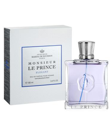 Princesse Marina de Bourbon Monsieur Le Prince Elegant Eau de Parfum for Men - Opens with Mint and Bergamot Blended with VIolet Leaf and Geranium - Exudes Hypnotic Charm - 3.4 oz