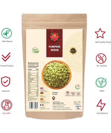 Raw Pumpkin Seeds (400g/14.11oz) - High Fiber & Protein | Non GMO, Vegan, 100% Natural | Premium Quality - Buy Online on GoSupps.com