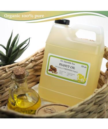 Dr Adorable 32 oz Peanut Oil - Unrefined 100% Pure Organic Cold Pressed - Premium Natural Cooking Oil for Health - Buy Online on GoSupps.com
