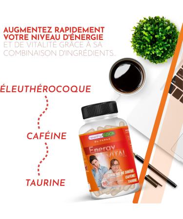 Healthy Fusion Energy Vital | Effective Energizing and Anti-Fatigue Formula | Eleutherococcus + Taurine + Caffeine | 100% Natural Stimulating | Improves and Stimulates Muscle Performance | 60 Cape - Buy Online on GoSupps.com