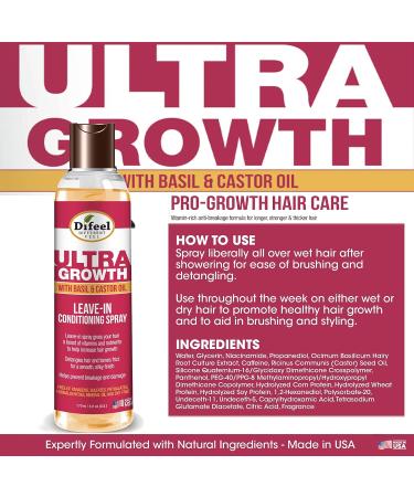 Difeel Ultra Growth Basil & Castor Hair Oil 8 oz. Leave-In Conditioning Treatment - Buy Online on GoSupps.com