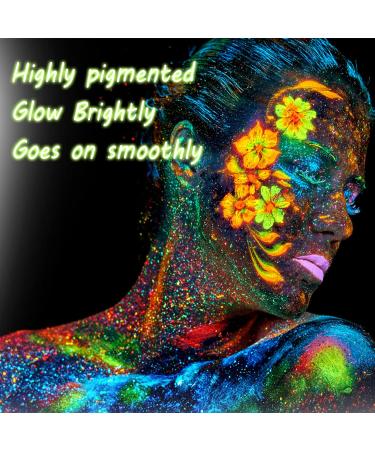 CCbeauty Pro Large UV Glow Face Body Paint Palette - 8 Neon Colors, Water-Based, Non-Toxic, Washable Halloween Makeup for Kids & Adults - Buy Online on GoSupps.com