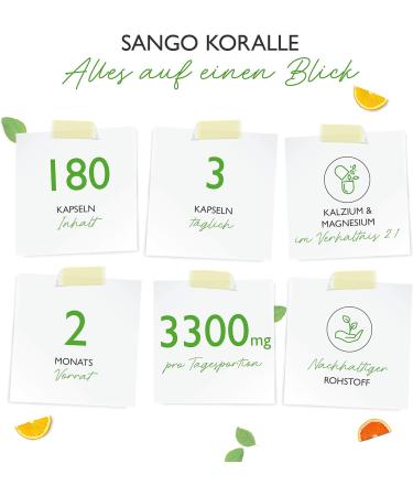 Sango Meereskorall 180 Capsules - Natural Calcium & Magnesium Supplement (2:1 Ratio) - High-Dosed & Laboratory Tested - Boost Your Health Internationally - Buy Online on GoSupps.com