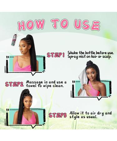 immetee Braid Sheen Spray Rinse-Free Braid Shampoo Brume tress e nettoyante hydratante l'arbre th et l'olive Anti-dandruff Itch relief formula 250ml/8.79 fl.oz - Buy Online on GoSupps.com
