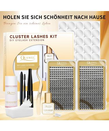 QUEWEL 480PCS Eyelash Cluster Kit - DIY Individual Eyelash Extensions Set Long-Lasting Glue & Remover - Perfect for Travel - Natural-D Mix - Buy Online on GoSupps.com