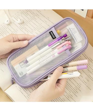 EASTHILL Grid Mesh Pencil Case & Cosmetics Bag - Purple | Multi-Purpose Travel & School Organizer for Teens & Adults - Buy Online on GoSupps.com