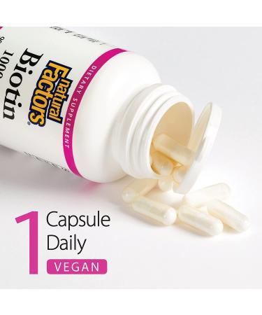Natural Factors Biotin 1000 mcg - 90 Vegetarian Capsules for Healthy Hair, Skin & Nails - Buy Online on GoSupps.com