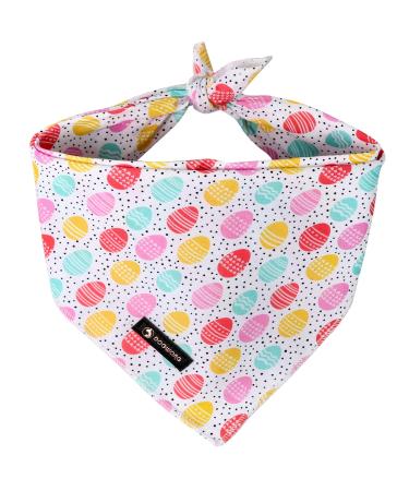 DOGWONG Easter Day Dog Bandana Cotton Washable Soft Dog Scarf Colorful Egg Dog Bib Scarf Boy Girl Bandana Square Adjustable Dog Bandanas for Small Medium Large Dogs S(Pack of 1) E: Easter egg