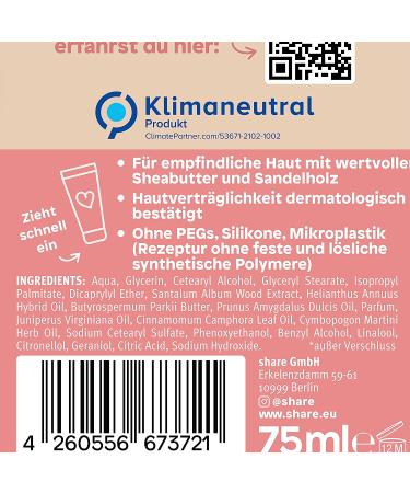Buy Vegan Hand Cream with Almond Oil & Sandalwood 75ml - Supports Hygiene Donations | Ideal for Normal & Sensitive Skin - Buy Online on GoSupps.com