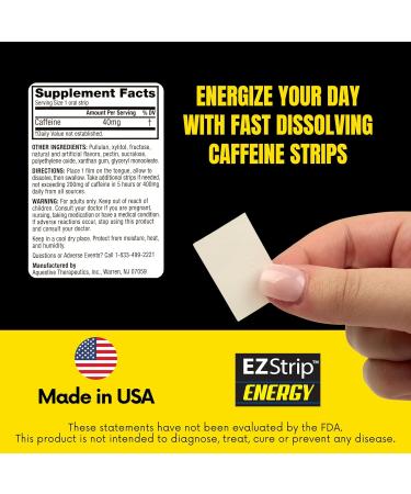 Energy Strips with 40 mg Caffeine | Sugar-Free Mint Flavor Energy Supplement | Performance Boost for Adults | Made in USA | 30 Pack - Buy Online on GoSupps.com