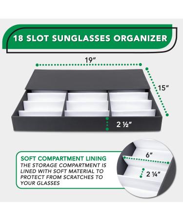 ProSource 18 Slot Sunglasses Organizer Box | Fabric Lined Display Case with Snap Close for Safe Storage - Buy Online on GoSupps.com