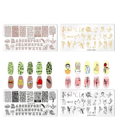 Bellelfin Nail Stamper Kit - 6pcs Stamp Plates with Abstract, Leopard & Geometric Designs for Salon Quality Manicures - Includes Nail Art Stamp and Scraper - Buy Online on GoSupps.com