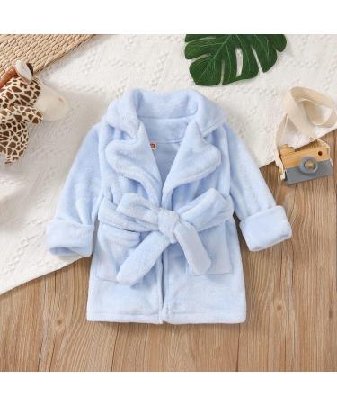 Soft Light Blue Flannel Bathrobe for Toddler Boys & Girls | Cozy Nightwear & Pajamas for 5-6 Years | International Shipping Available - Buy Online on GoSupps.com